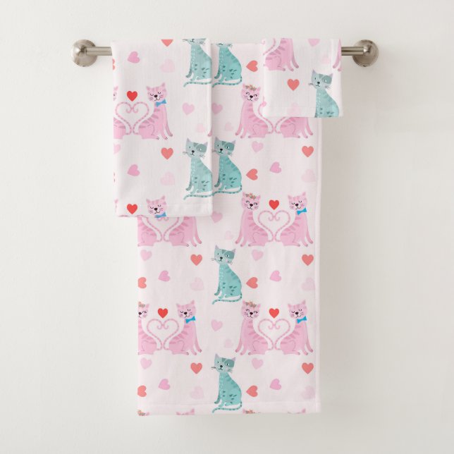 Conjunto De Toalhas Gatos Amorosos (Insitu)