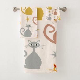 Conjunto De Toalhas Gatos Atômicos Coloridos de Meio século com Impuls