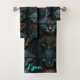 Conjunto De Toalhas Gatos Belos Amantes Personalizados Escuros Persona