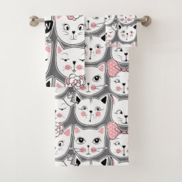 Conjunto De Toalhas Gatos De Meia