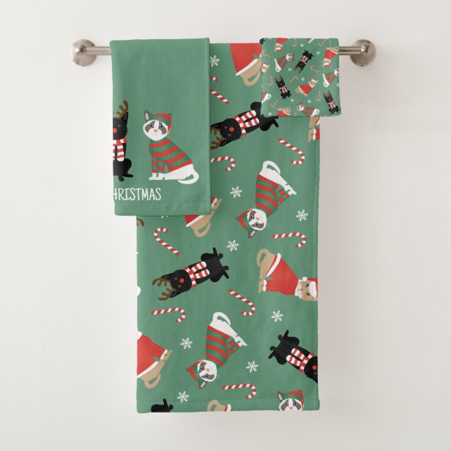 Conjunto De Toalhas Gatos de Natal (Insitu)