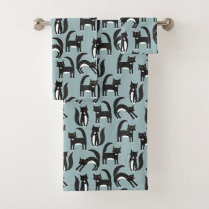 Conjunto De Toalhas Gatos de Tuxedo preto e branco