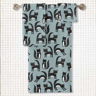 Conjunto De Toalhas Gatos de Tuxedo preto e branco