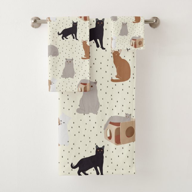 Conjunto De Toalhas Gatos e Pontos  (Insitu)