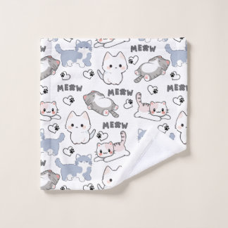 Conjunto De Toalhas Gatos Fofinhos e Corações Meow