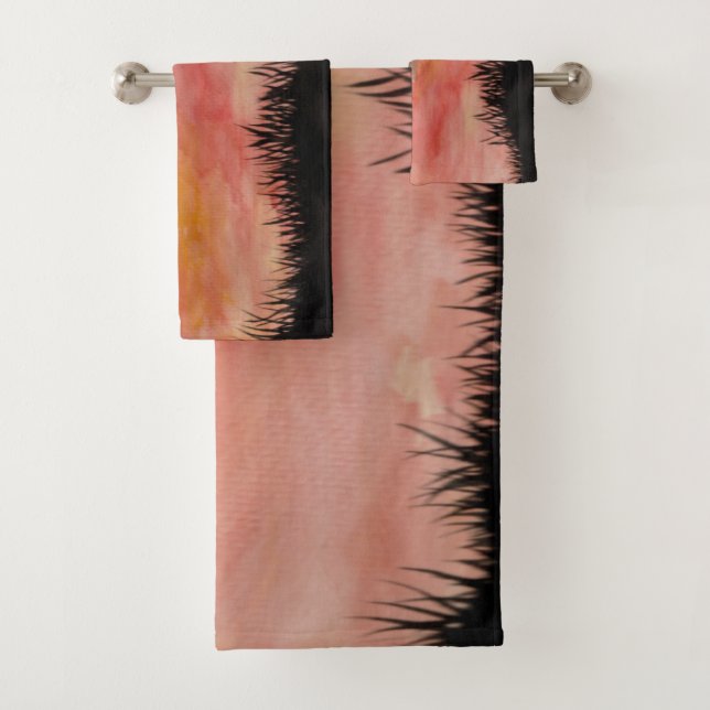 Conjunto De Toalhas Gemalter Sonnenuntergang Aquarell/Tusche -  Badhan (Insitu)