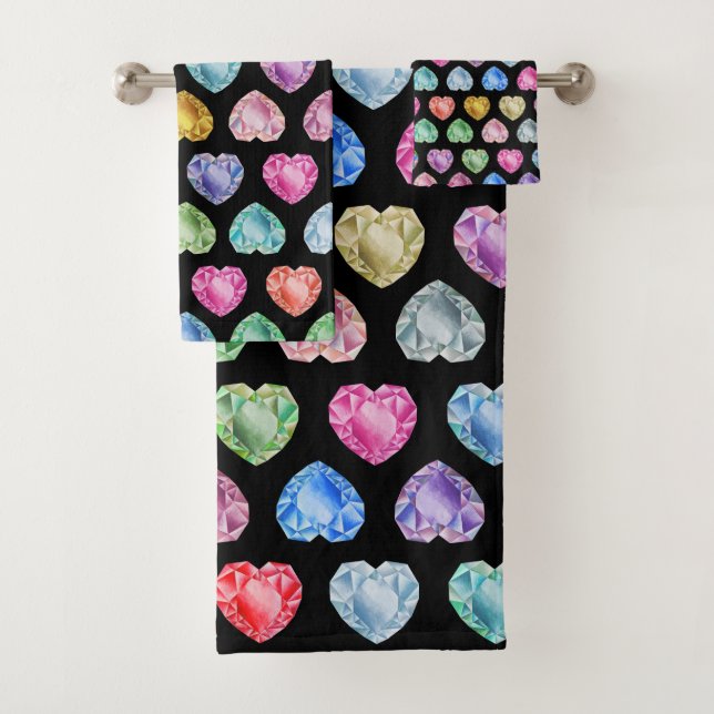 Conjunto De Toalhas Gemstone Diamond Heart Bonito Pastel Princess (Insitu)