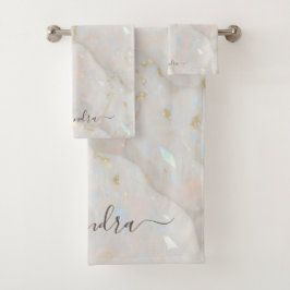 Conjunto De Toalhas Gemstone Marble Elegante Iridescente