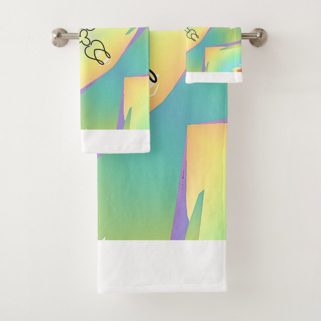 Conjunto De Toalhas Geo de Três Pontos Amarelo Verde (Insitu)