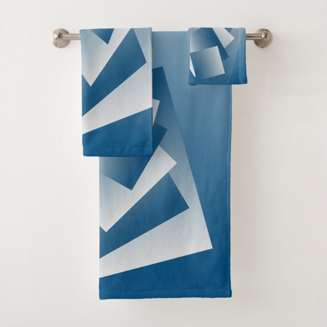 Conjunto De Toalhas Geometria azul-teal (Insitu)