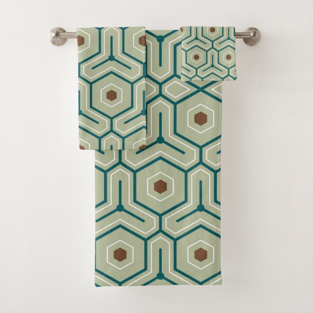 Conjunto De Toalhas Geometric pattern with interlocking hexagons (Insitu)
