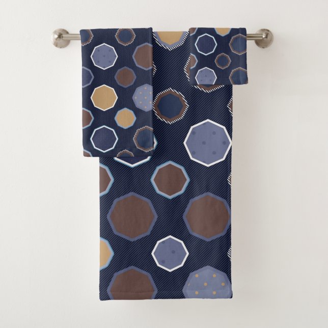 Conjunto De Toalhas Geométrico, octógono, linhas diagonais, bolinhas (Insitu)