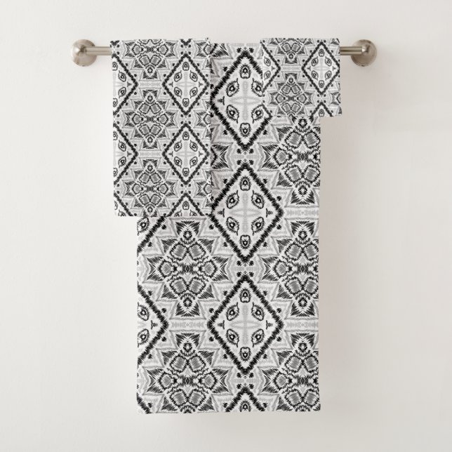 Conjunto De Toalhas Geométrico, padrão, preto e branco (Insitu)