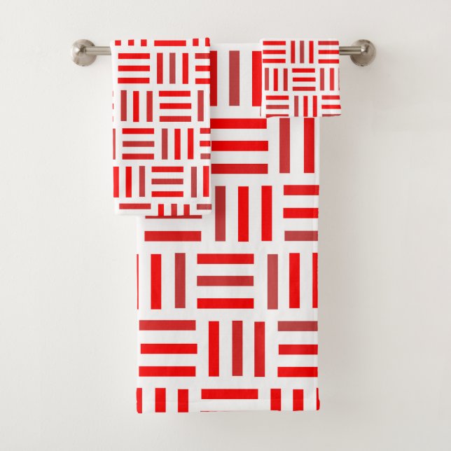 Conjunto De Toalhas Geométrico Vermelho e Branco (Insitu)