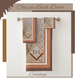 Conjunto De Toalhas Geometrics Brown Shades Personalizadas