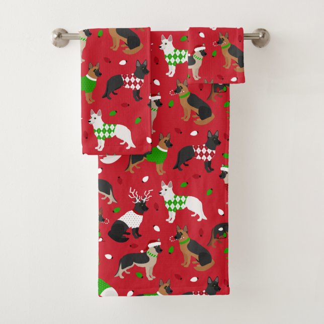 Conjunto De Toalhas German shepherd de Natal (Insitu)