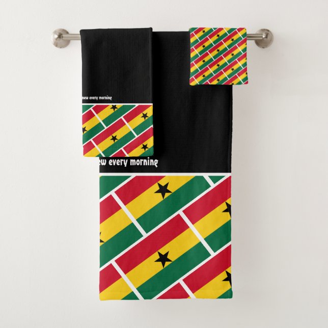 Conjunto De Toalhas GHANA FLAG - Escritura Personalizada BLACK Ghanaia (Insitu)