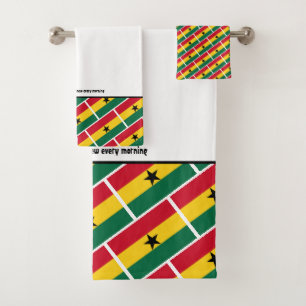 Conjunto De Toalhas GHANA FLAG - Escritura Personalizada em Gana BRANC