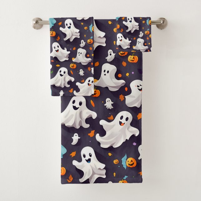 Conjunto De Toalhas Ghost e Pumpkins Halloween (Insitu)