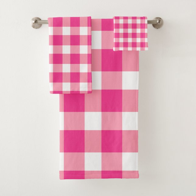 Conjunto De Toalhas Gingham Pink Design (Insitu)