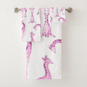 Conjunto De Toalhas Girafas Rosa Festa de Bebê Meninas Caprichosas Cri