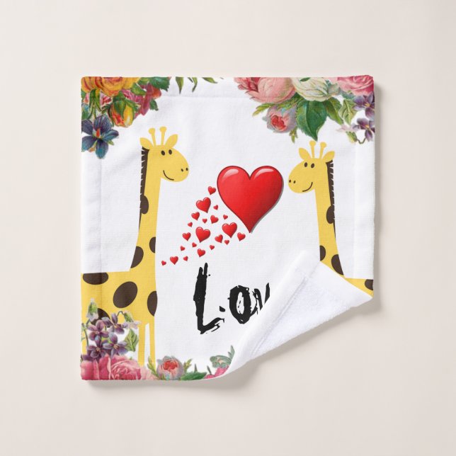 Conjunto De Toalhas Giraffe Floral Love Bathroom Sets (Pano de lavar)