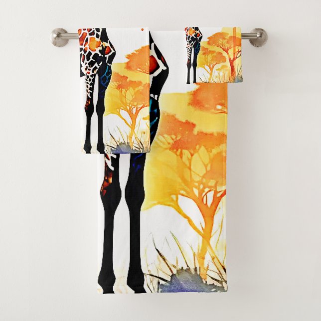 Conjunto De Toalhas Giraffe Savannah Art (Insitu)