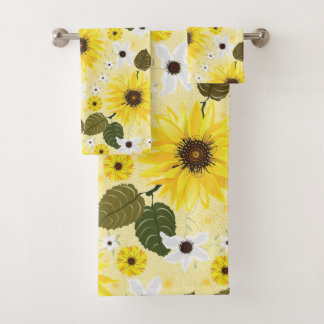 Conjunto De Toalhas Girassóis Amarelo Floral