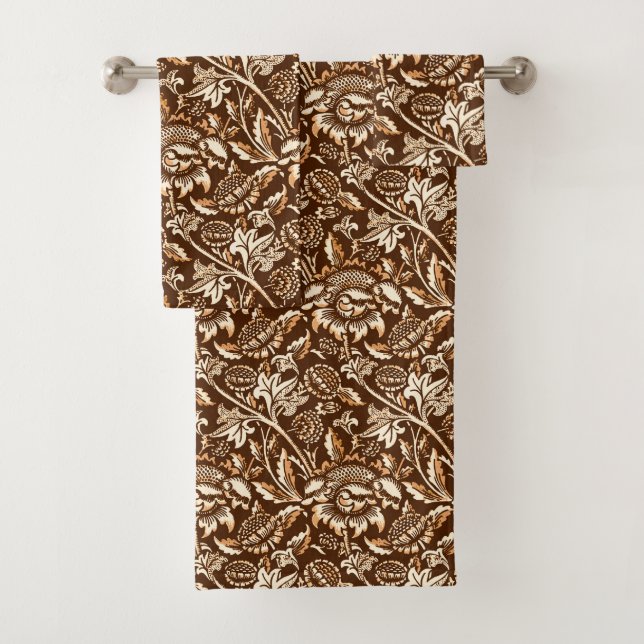 Conjunto De Toalhas Girassóis de William Morris, castanho chocolate & (Insitu)