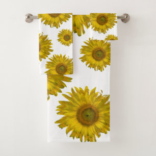 Conjunto De Toalhas Girassóis dispersados amarelo