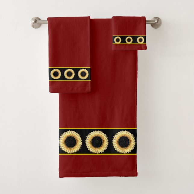 Conjunto De Toalhas Girassóis Elegantes e Sofisticados em Marrom (Insitu)