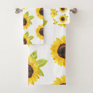 Conjunto De Toalhas Girassol pintado mão da aguarela