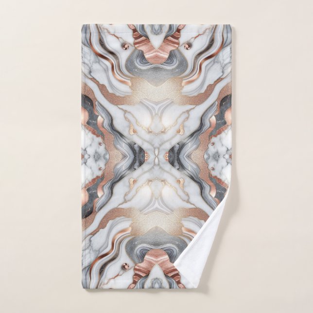 Conjunto De Toalhas Girassol Rosa Dourado Silver e Marble Branco (Toalha de mão)