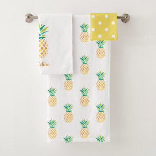 Conjunto De Toalhas Girly Pineapple Monogrammed