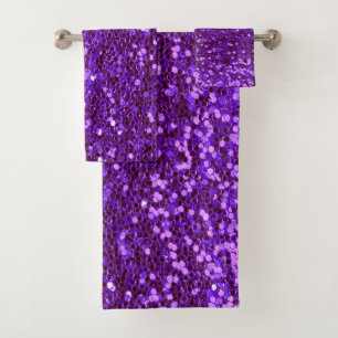 Conjunto De Toalhas Girly Purple Glitter Bling Glam Modern
