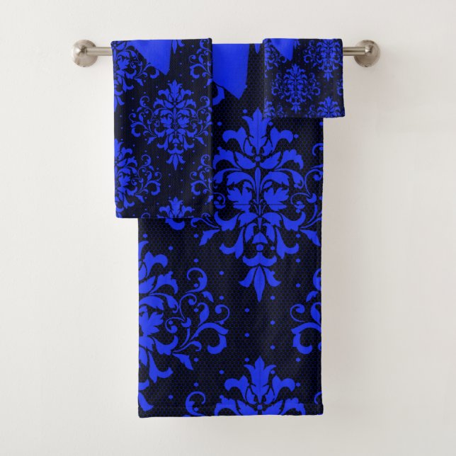 Conjunto De Toalhas Glam Royal Blue Arco-Blue Lace-Black (Insitu)