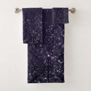 Conjunto De Toalhas Glimmering Indigo Grunge   Meia-Noite Roxo
