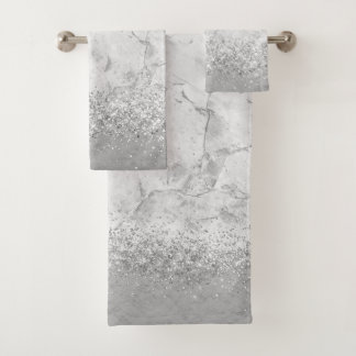 Conjunto De Toalhas Glitoma de Prata de Silver Marble
