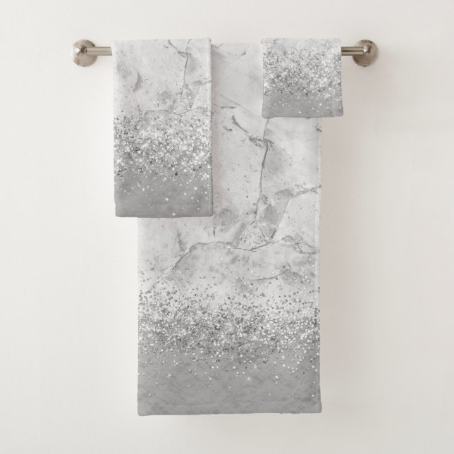Conjunto De Toalhas Glitoma de Prata de Silver Marble (Insitu)