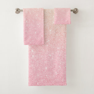 Conjunto De Toalhas Glitter bonito de ouro com gradiente cinzento rosa