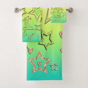 Conjunto De Toalhas Glitter de gradiente natalício brilhando estrelas 