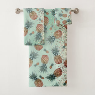 Conjunto De Toalhas Glittery Glittery Pineapple Bath Totoset