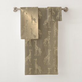 Conjunto De Toalhas Glitzy Girafas no Glitzy Dourado      