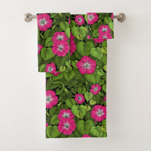 Conjunto De Toalhas Glória da manhã em rosa e verde