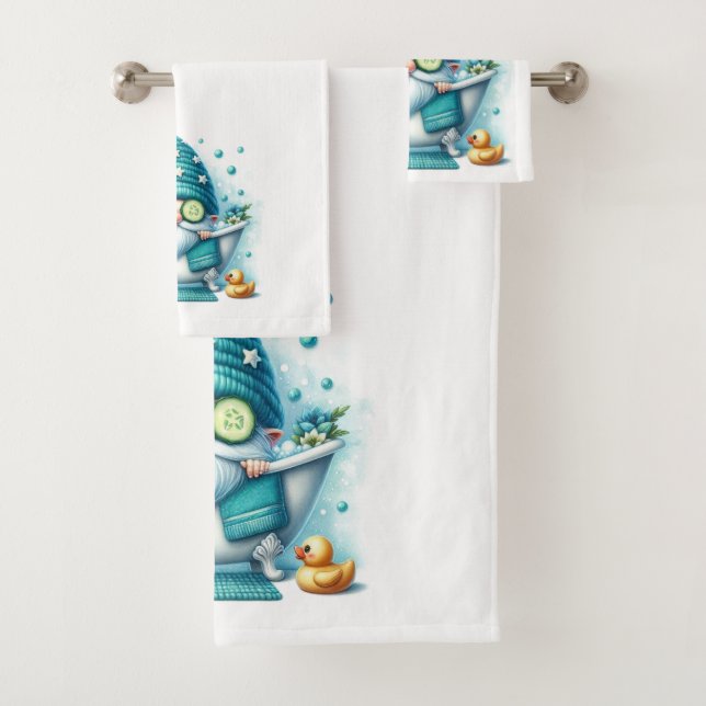 Conjunto De Toalhas Gnome Bath Towel Set-Hand, Bath, Washcloth (Insitu)