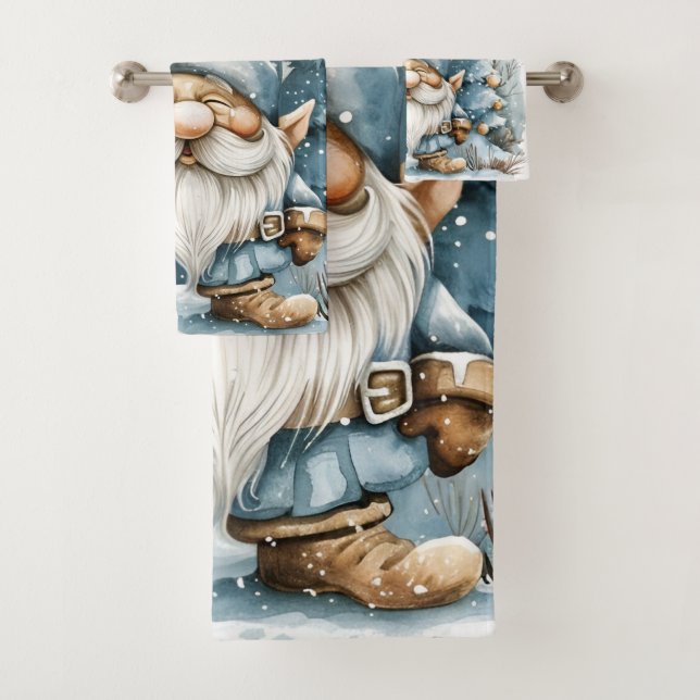 Conjunto De Toalhas Gnomo Azul Dusty e Árvores de Natal (Insitu)