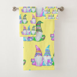 CONJUNTO DE TOALHAS GNOMOS DA PÁSCOA