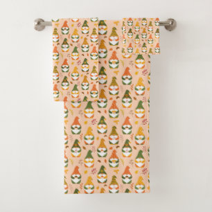 Conjunto De Toalhas Gnomos do outono no padrão florestal