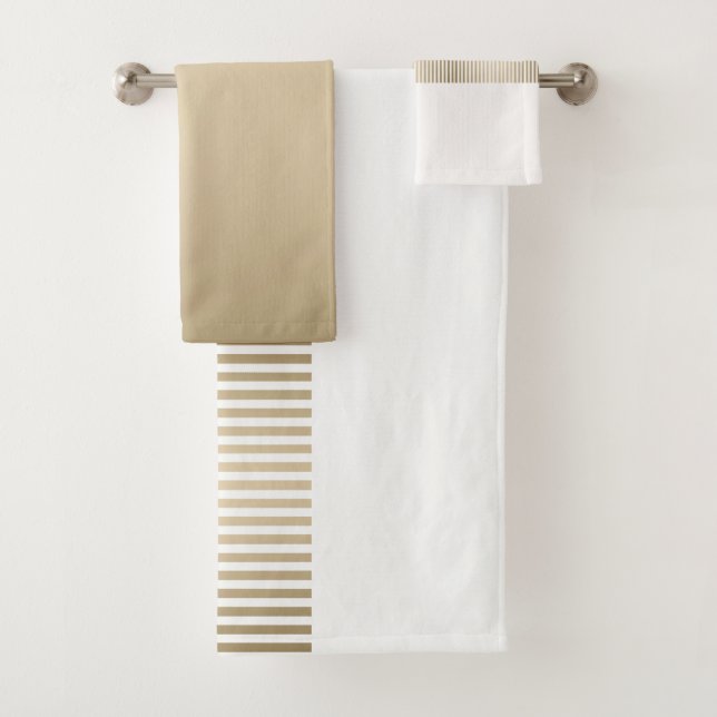 Conjunto De Toalhas Gold and cream stripe pattern (Insitu)