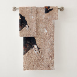 Conjunto De Toalhas Gold Cockerel Rooster towel set